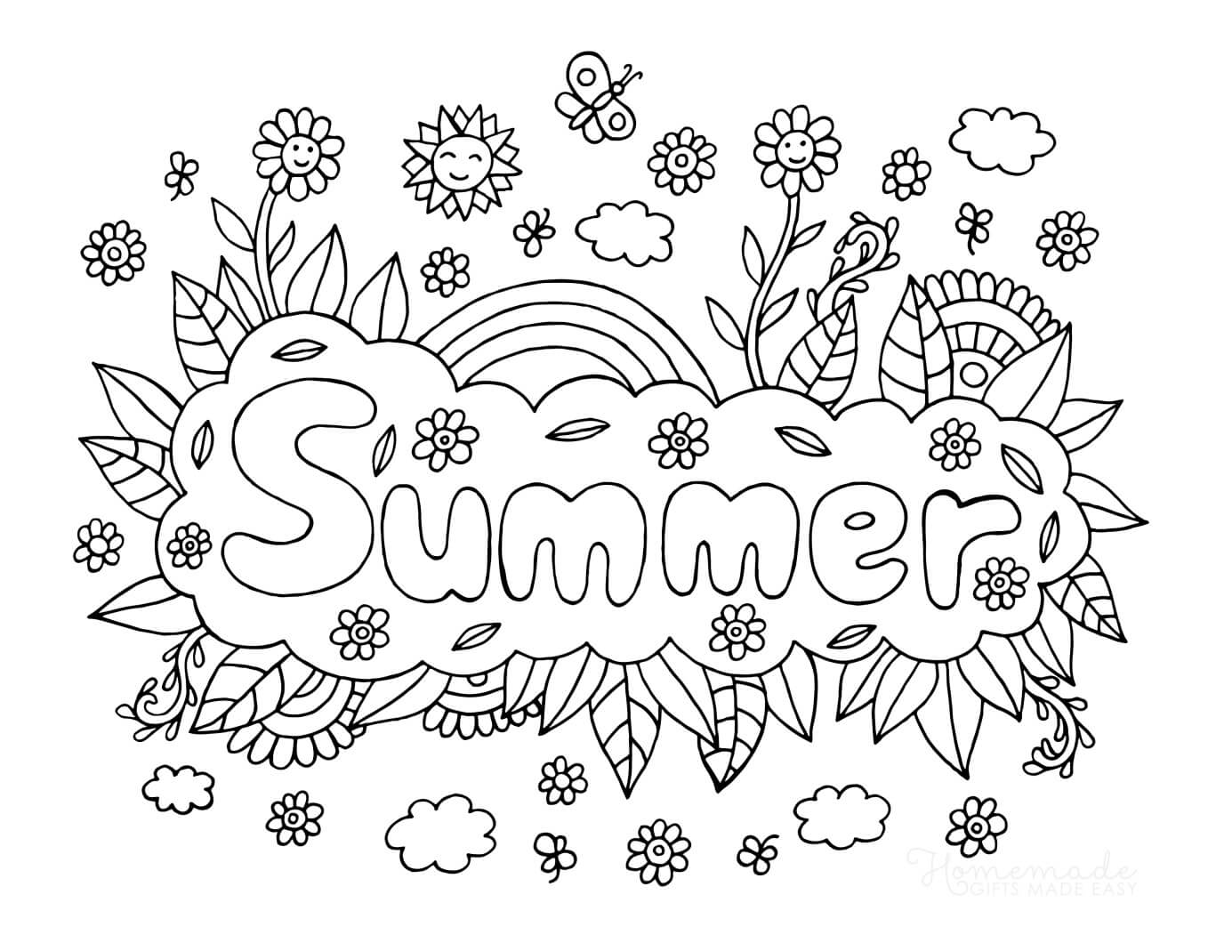 Printable summer coloring pages for adults kids