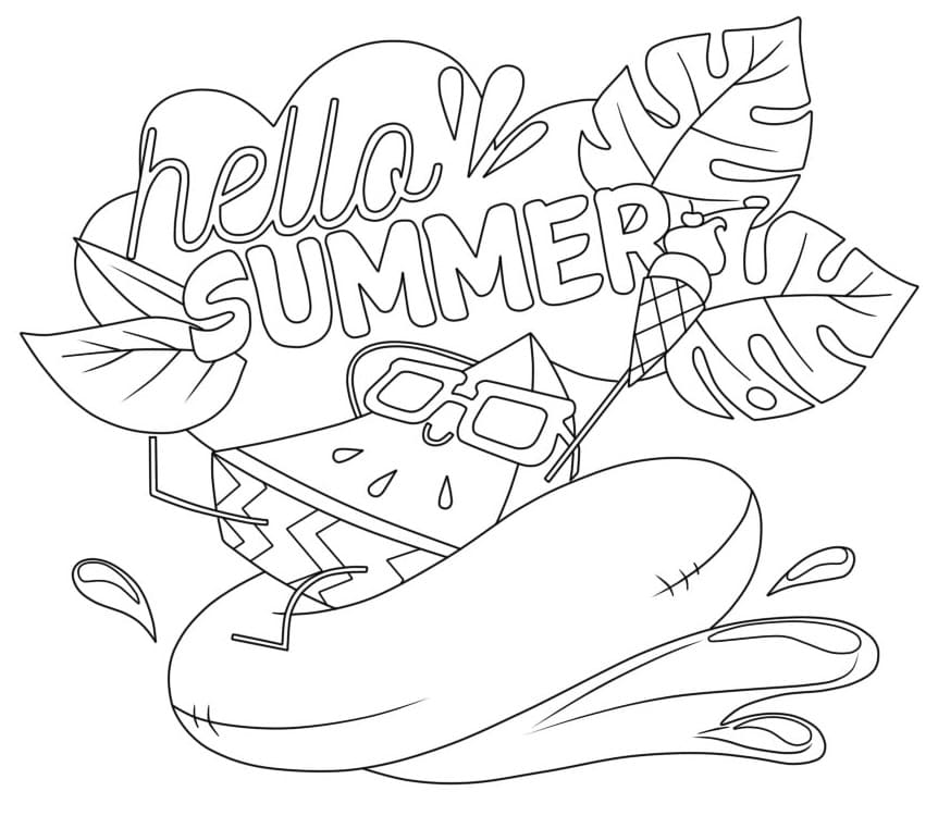 Hello summer free coloring page