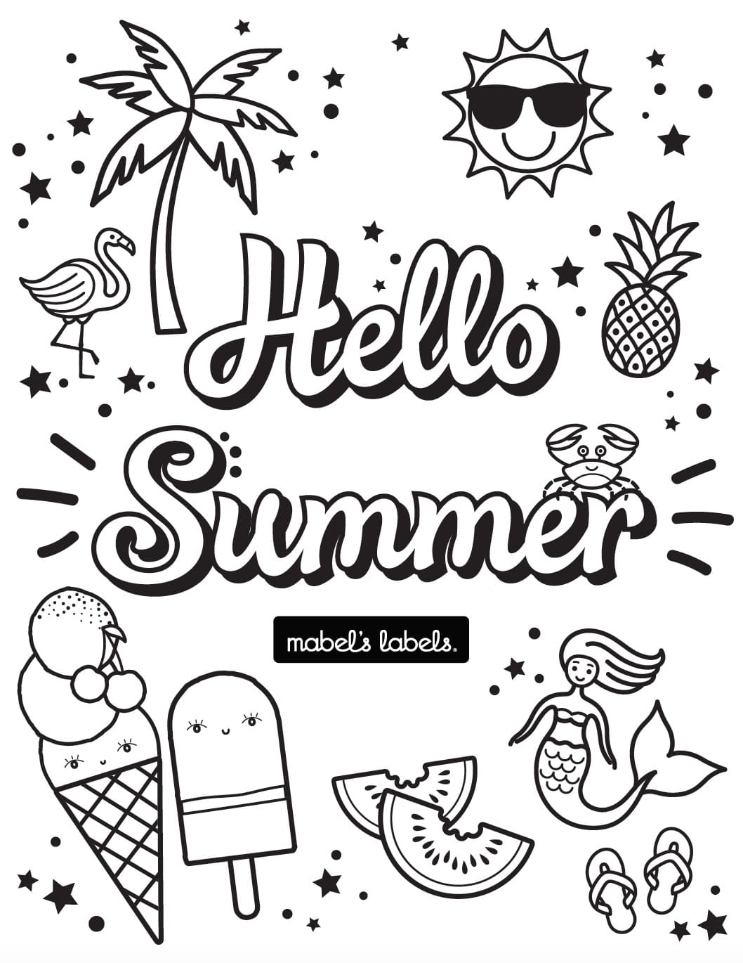 Hello summer for free coloring page