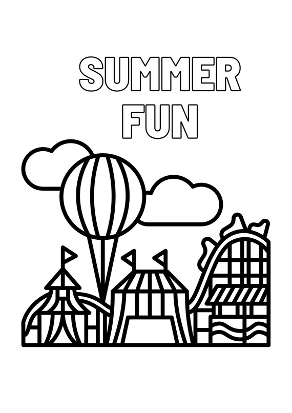 Summer fun coloring pages for kids printable coloring pages for kids instant download print at home homeschool printable