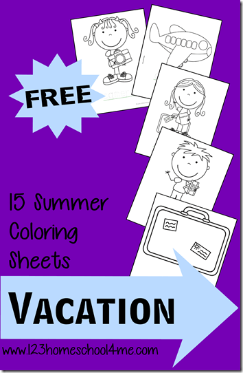 Free vacation coloring pages for kids