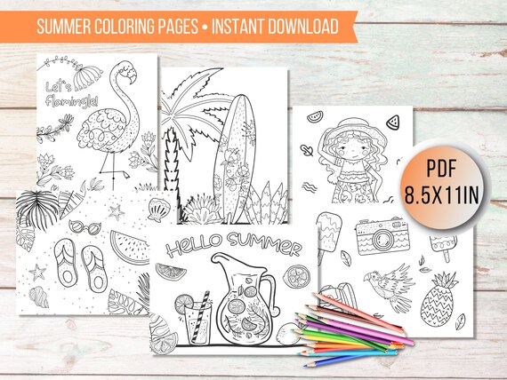 Summer coloring page printable summer kids activity pages summer activities pages for kids summer vacation fun coloring pages