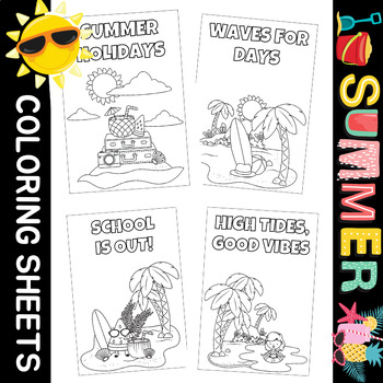 Summer vacation coloring pages