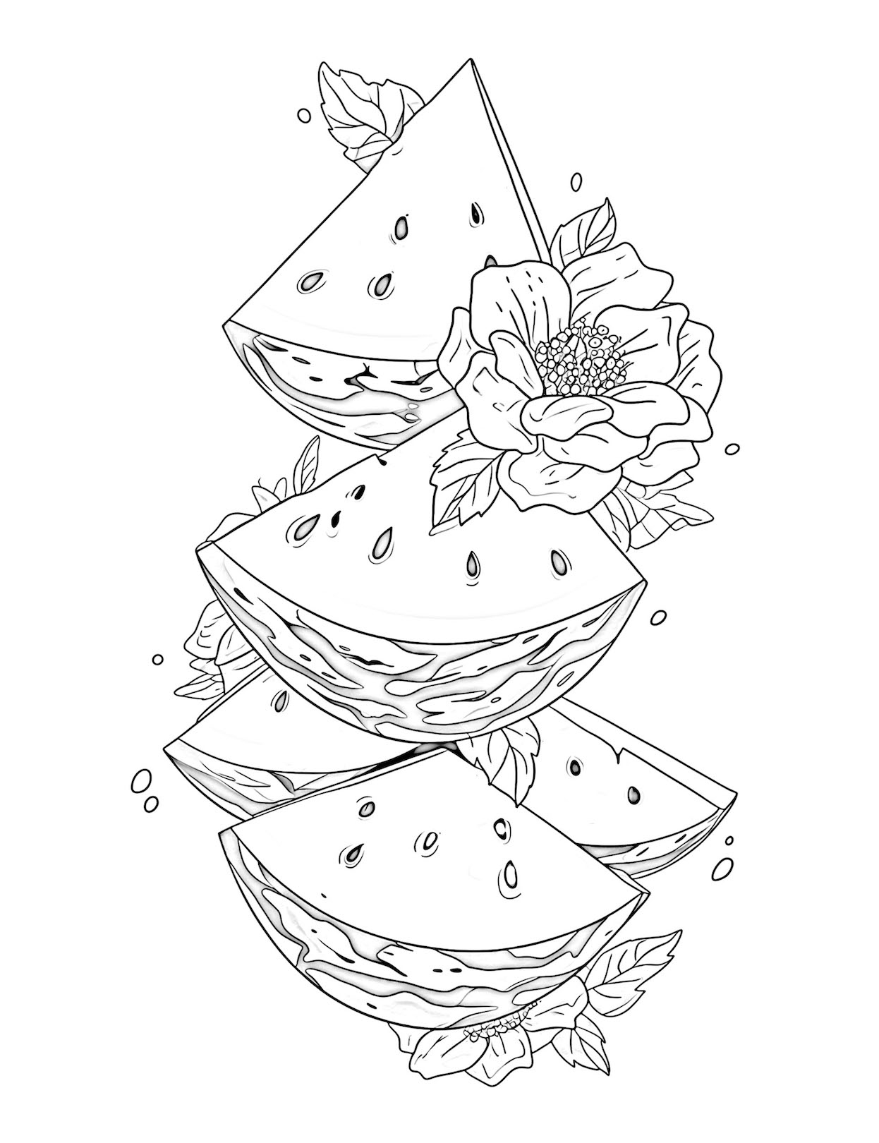 Incredible watermelon coloring pages
