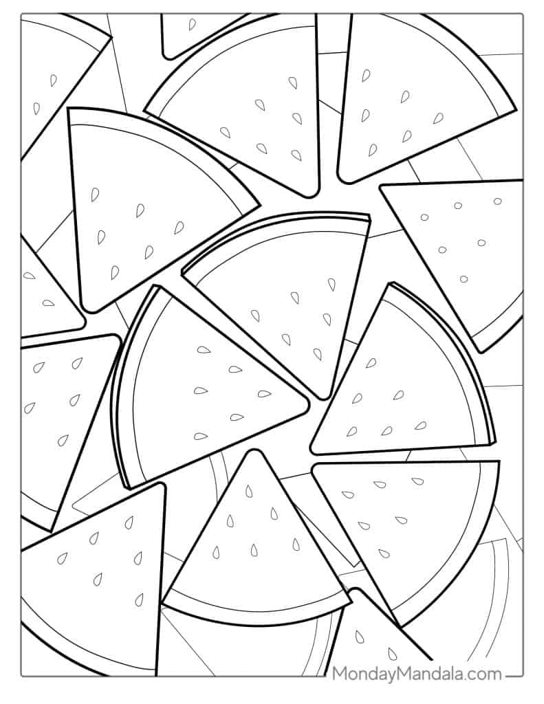 Watermelon coloring pages free pdf printables