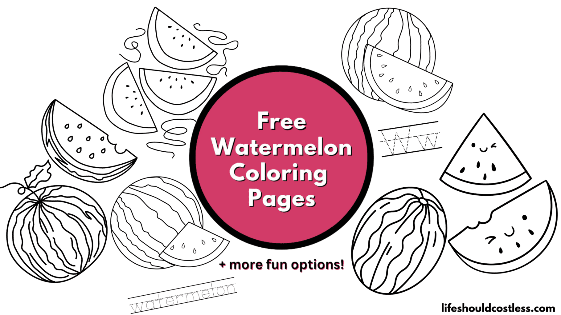 Watermelon coloring pages free printable pdf templates
