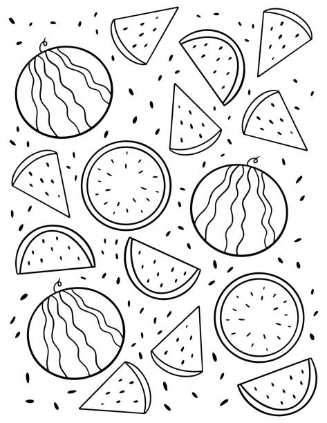 Summer antistress coloring page for adults and children doodle hand drawn watermelons stock illustration