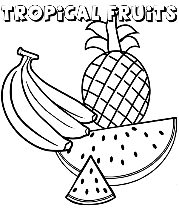 Exotic fruit coloring page