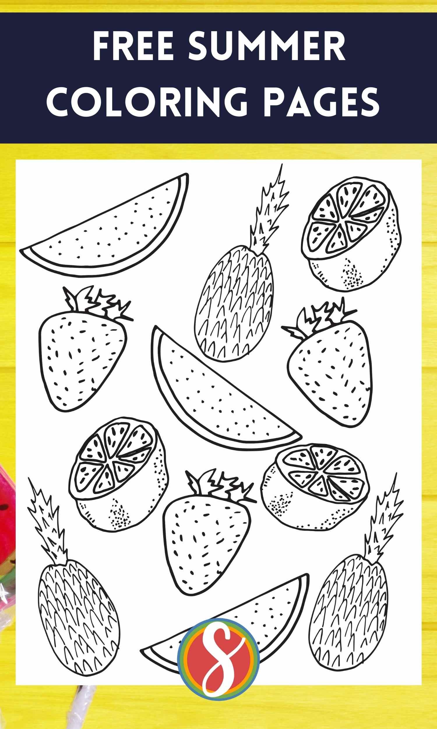 Free summer coloring pages â stevie doodles