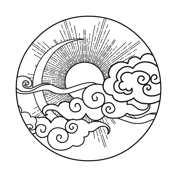 Adult coloring pages sun moon images stock photos d objects vectors