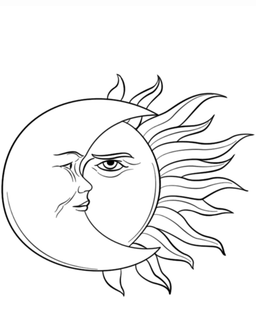 Sun and moon coloring page free printable coloring pages