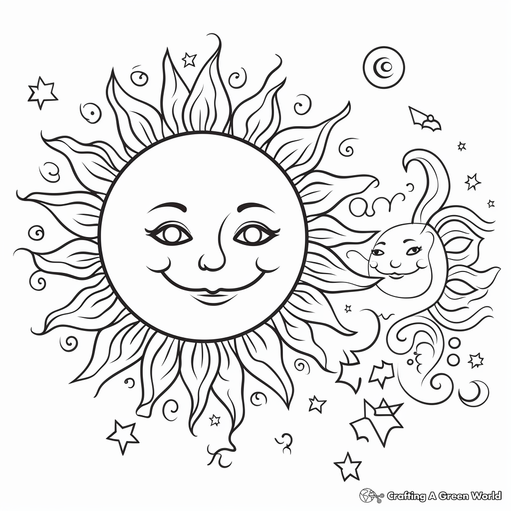 Sun and moon coloring pages