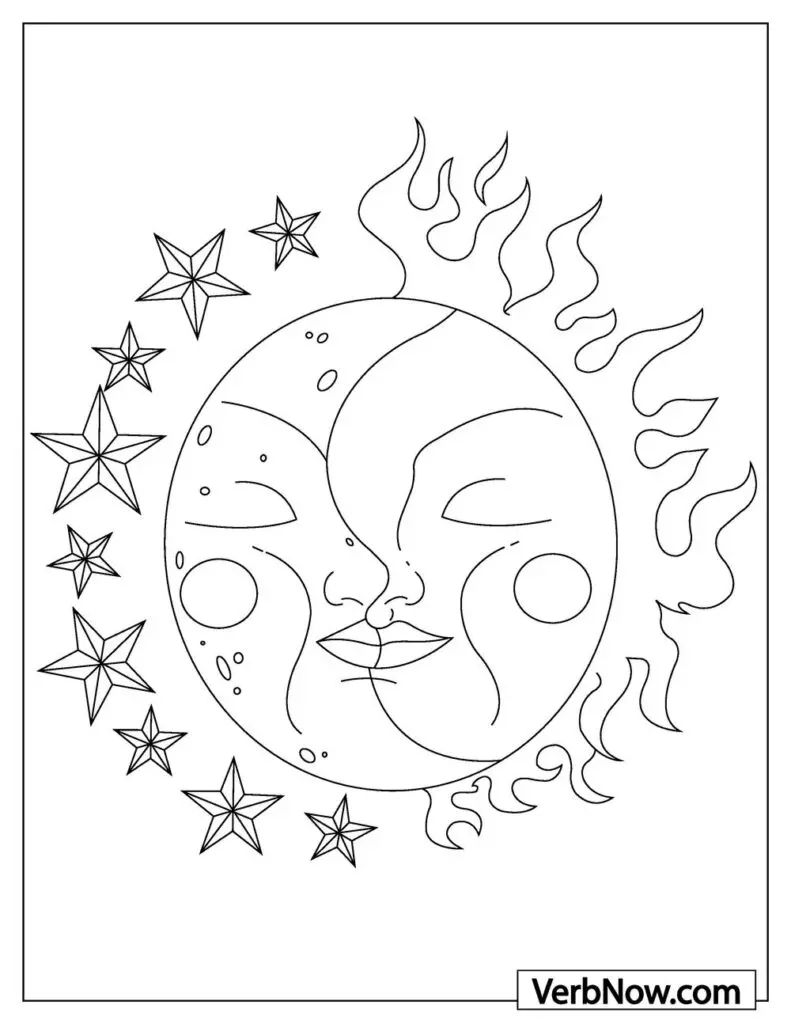 Free sun and moon coloring pages book for download printable pdf