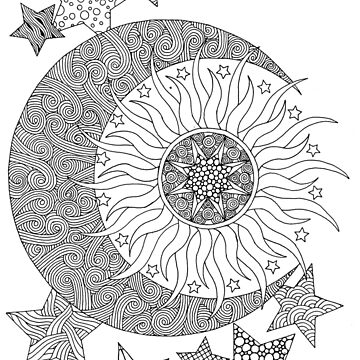 Tangled sun moon and stars spiral notebook for sale by tabitha barnett