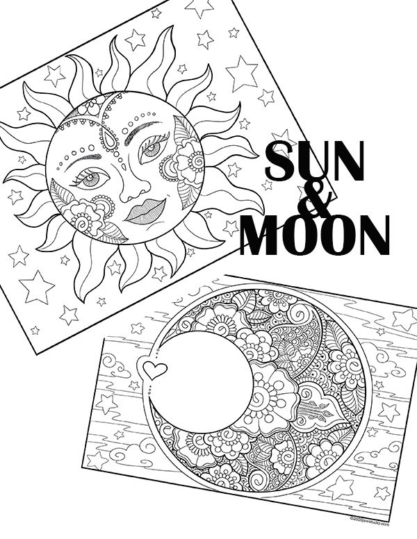 Sun and moon coloring pages