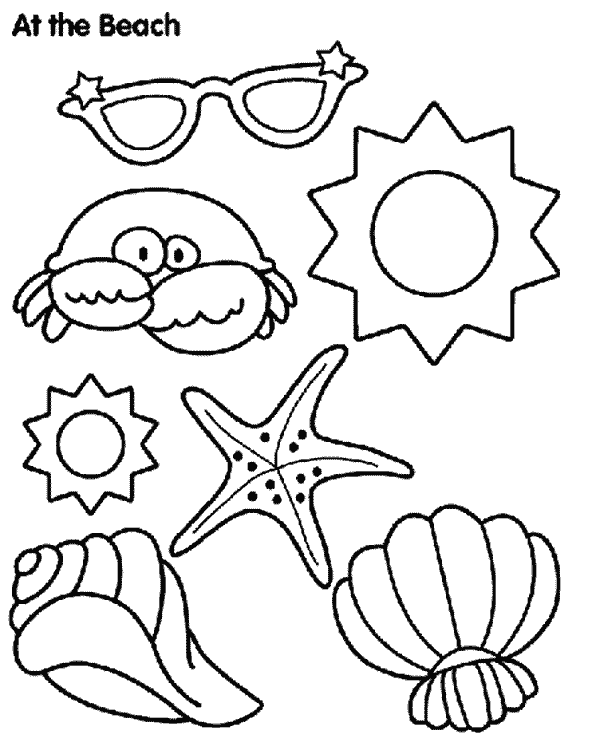 Sun and sand coloring page