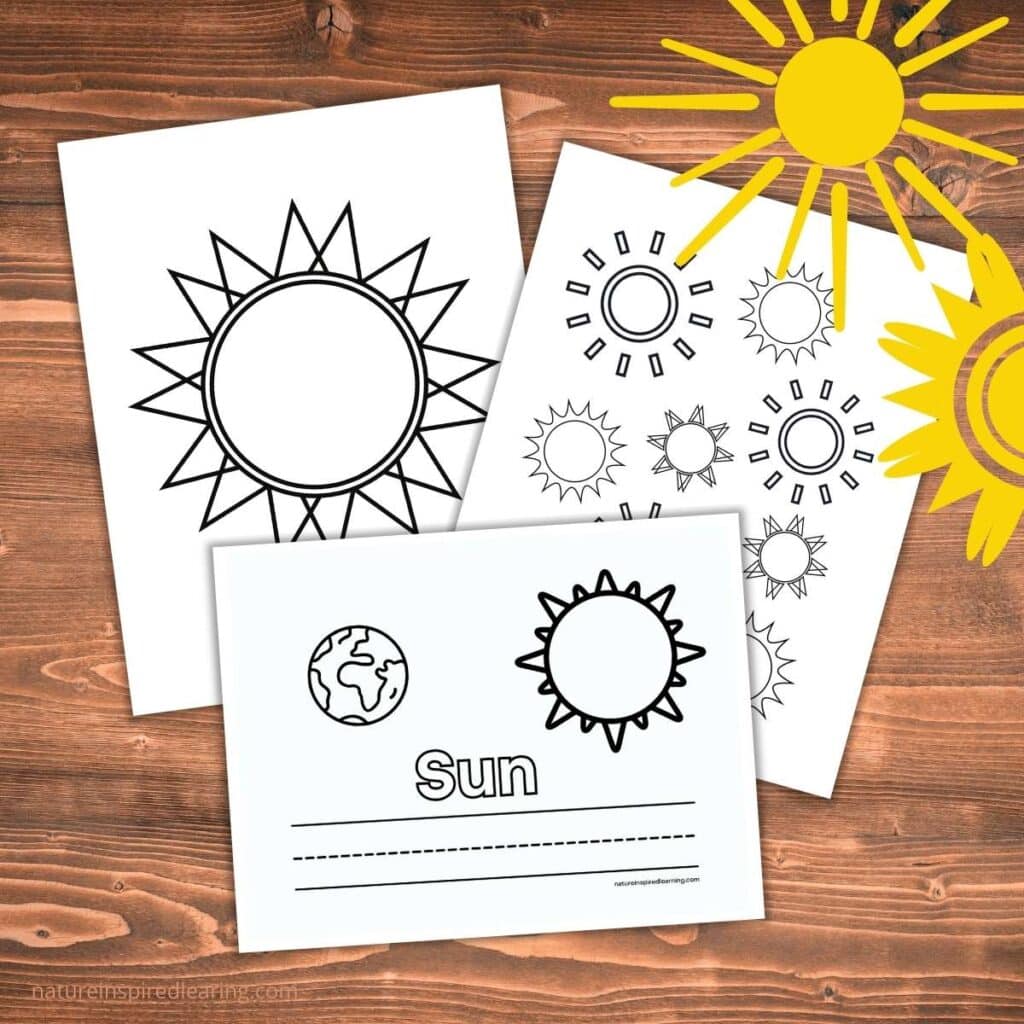 Bright sun coloring pages for kids