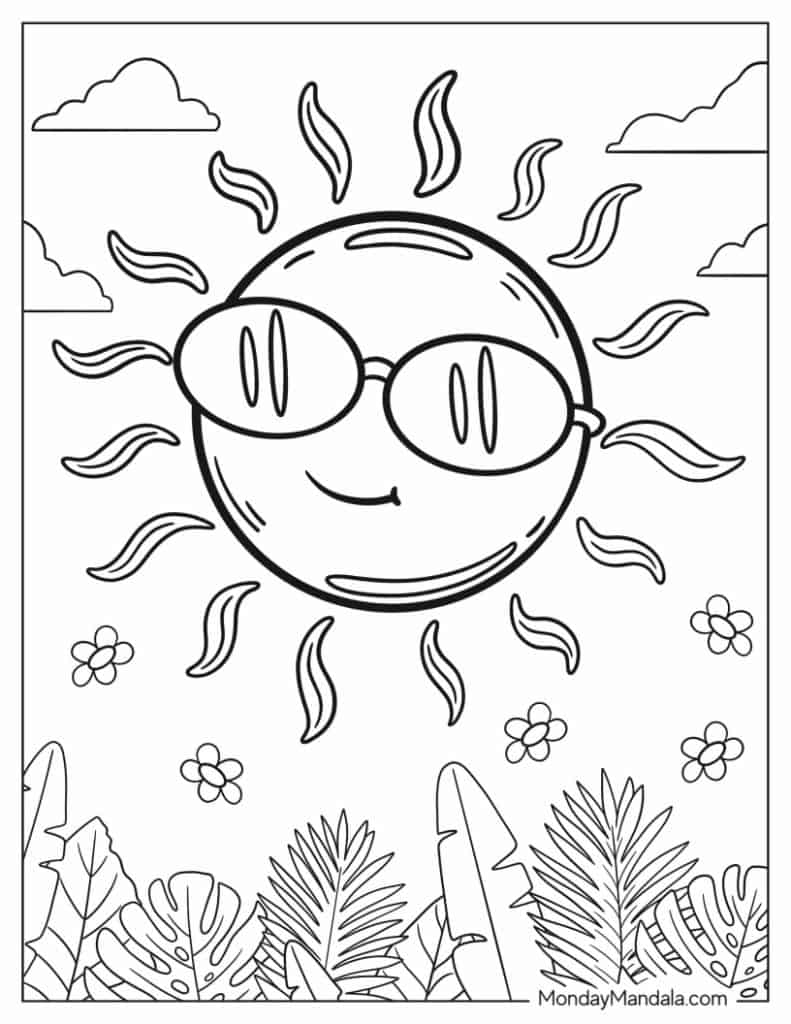 Sun coloring pages free pdf printables