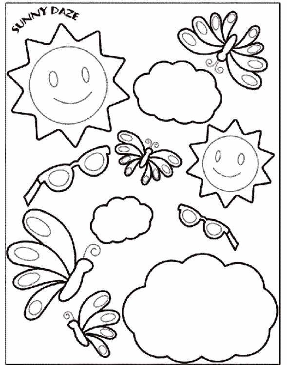 Sun and sand coloring page