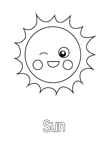 Premium vector coloring page of a sun with the word sun on it