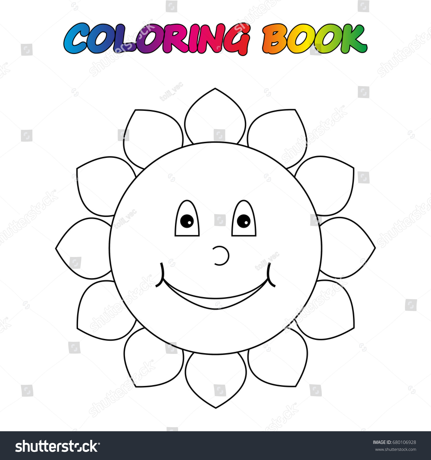 Sun coloring book coloring page educate stock vector royalty free