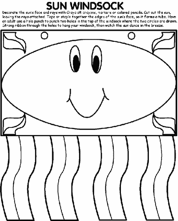 Sun windsock coloring page