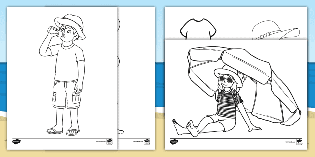 Sun safety colouring sheets sun safety pictures to color