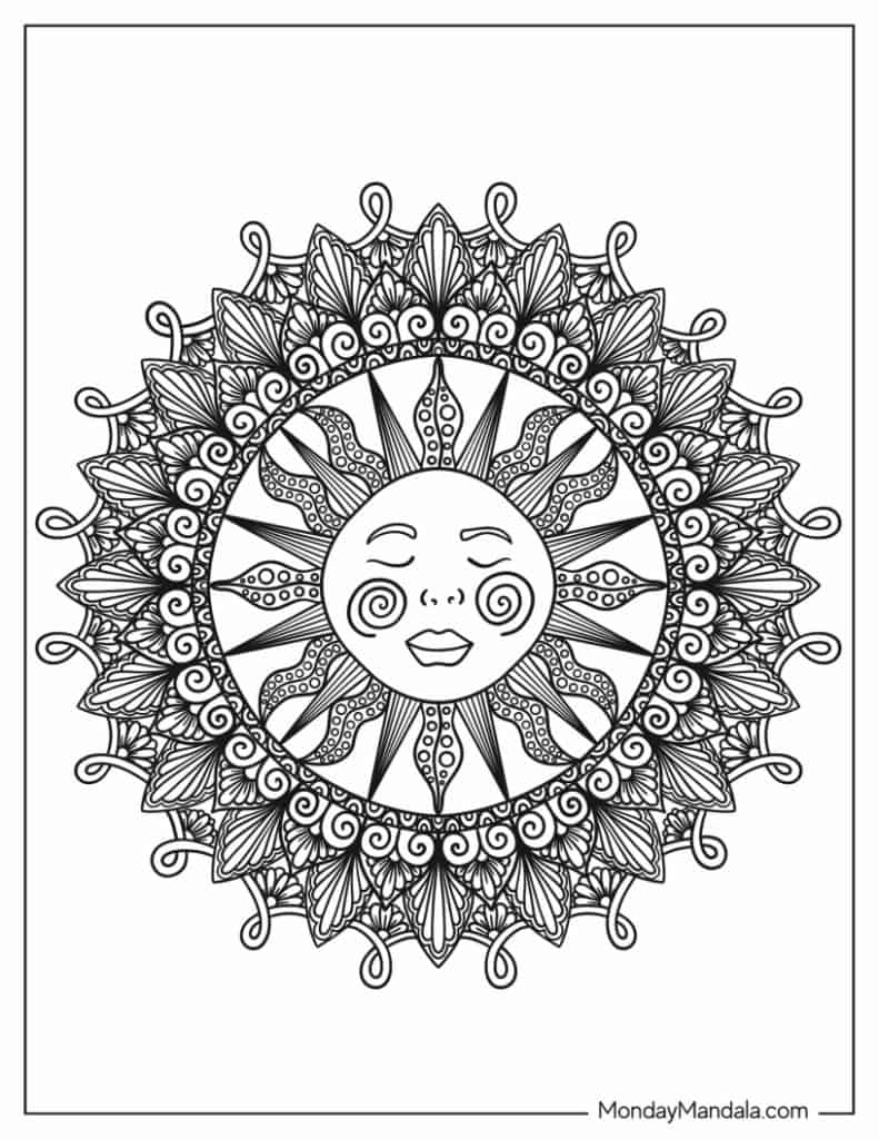 Sun coloring pages free pdf printables