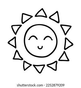 Sun smiling sun coloring page black stock vector royalty free