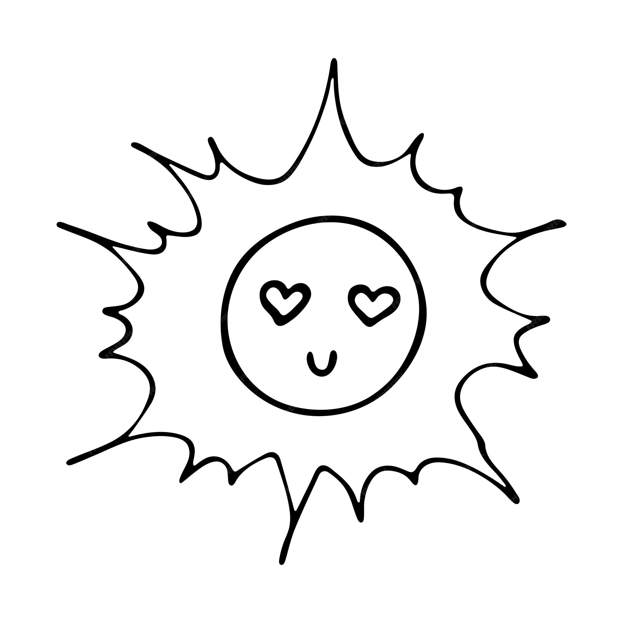 Premium vector hand drawn happy sun emoji summer doodle single vector element for design