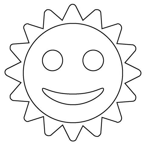 Sun with face emoji coloring page free printable coloring pages