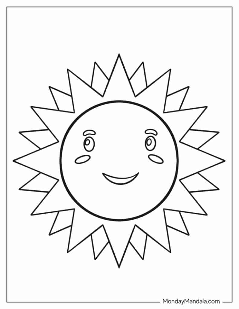 Sun coloring pages free pdf printables