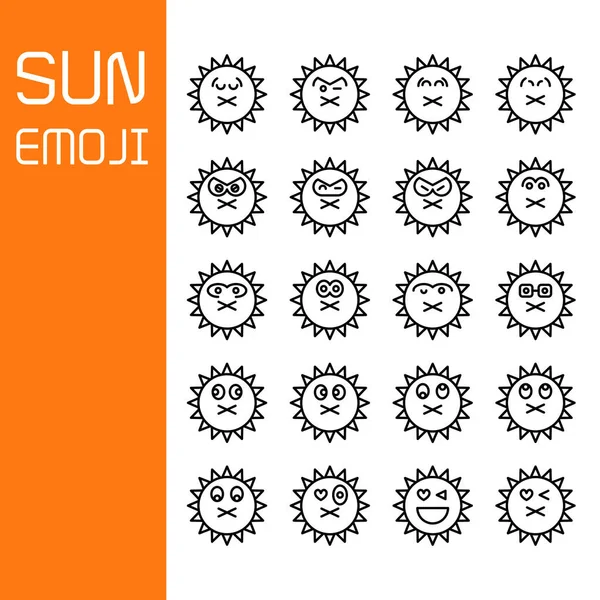 Sun emoticons icons line set stock vector by loopang