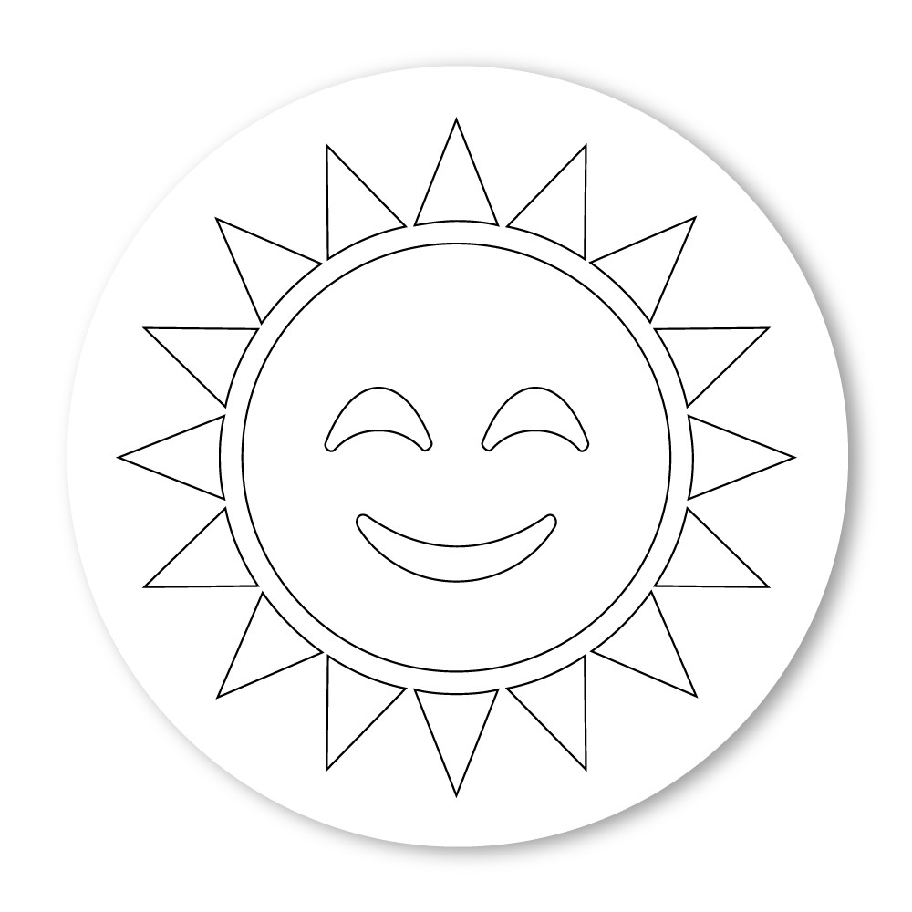 Emoji one coloring wall graphic circle sun with face