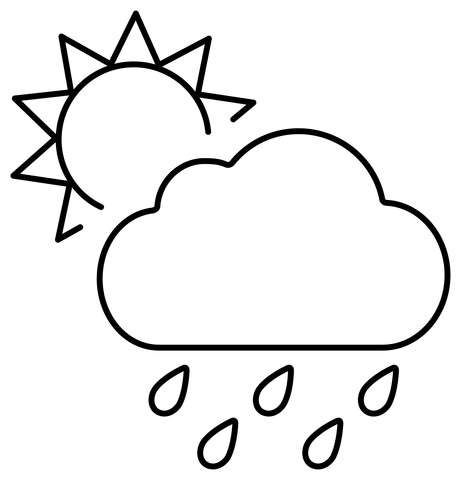 Sun behind rain cloud emoji coloring page free printable coloring pages