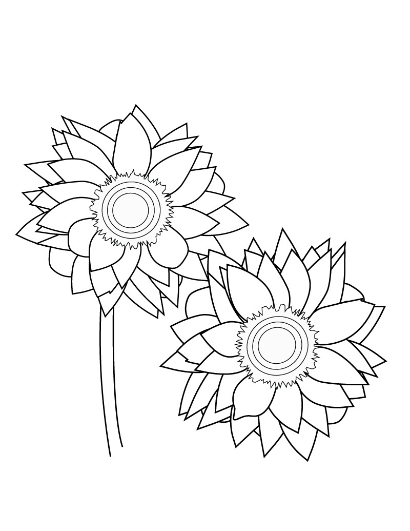 Free printable sunflower coloring pages for kids