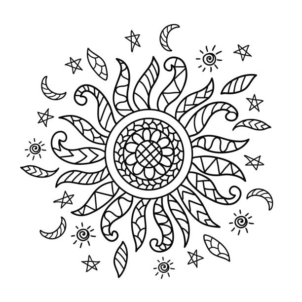 Adult coloring pages sun stock photos pictures royalty