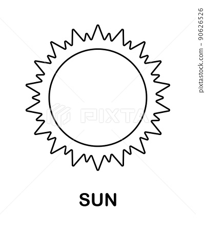 Coloring page with sun for kids