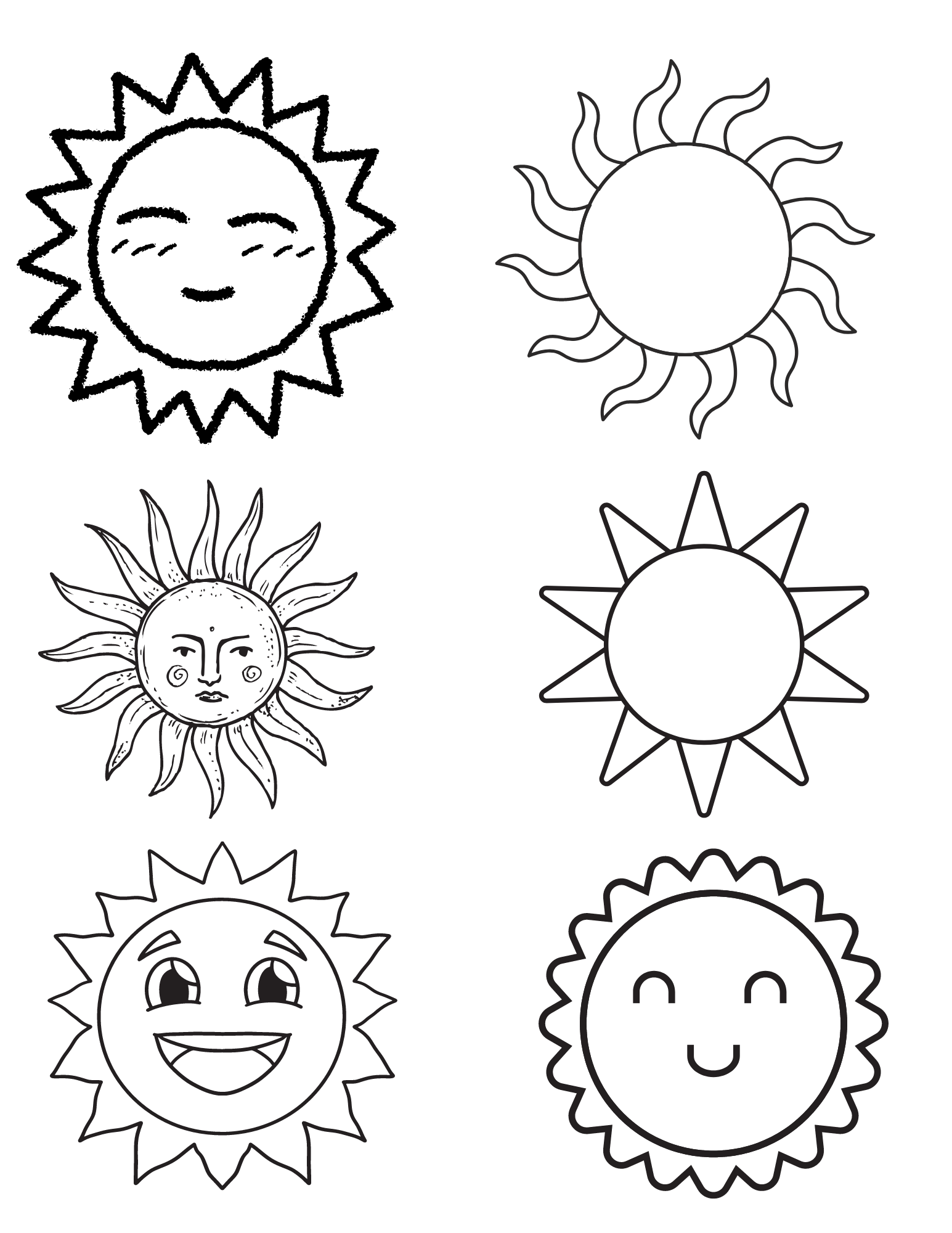 Free printable sun coloring pages for kids and adults