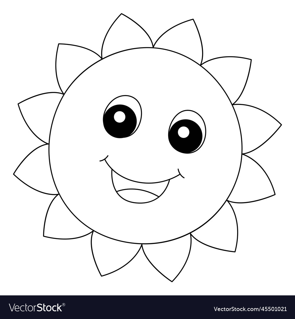 Spring sun isolated coloring page for kids vector image