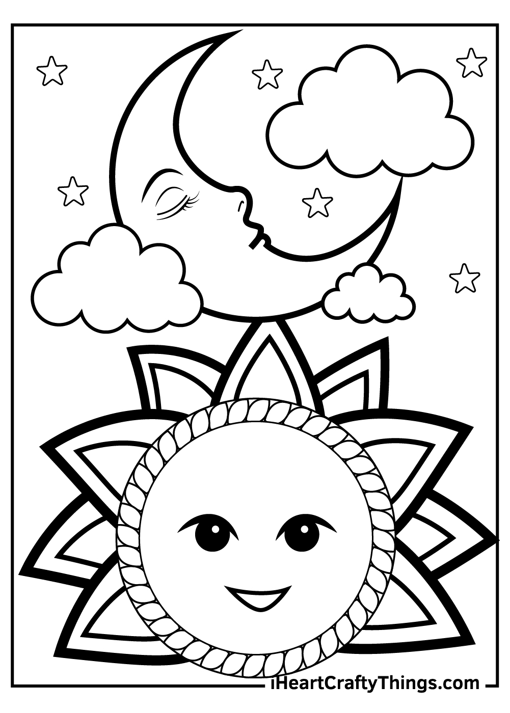 Sun and moon coloring pages free printables