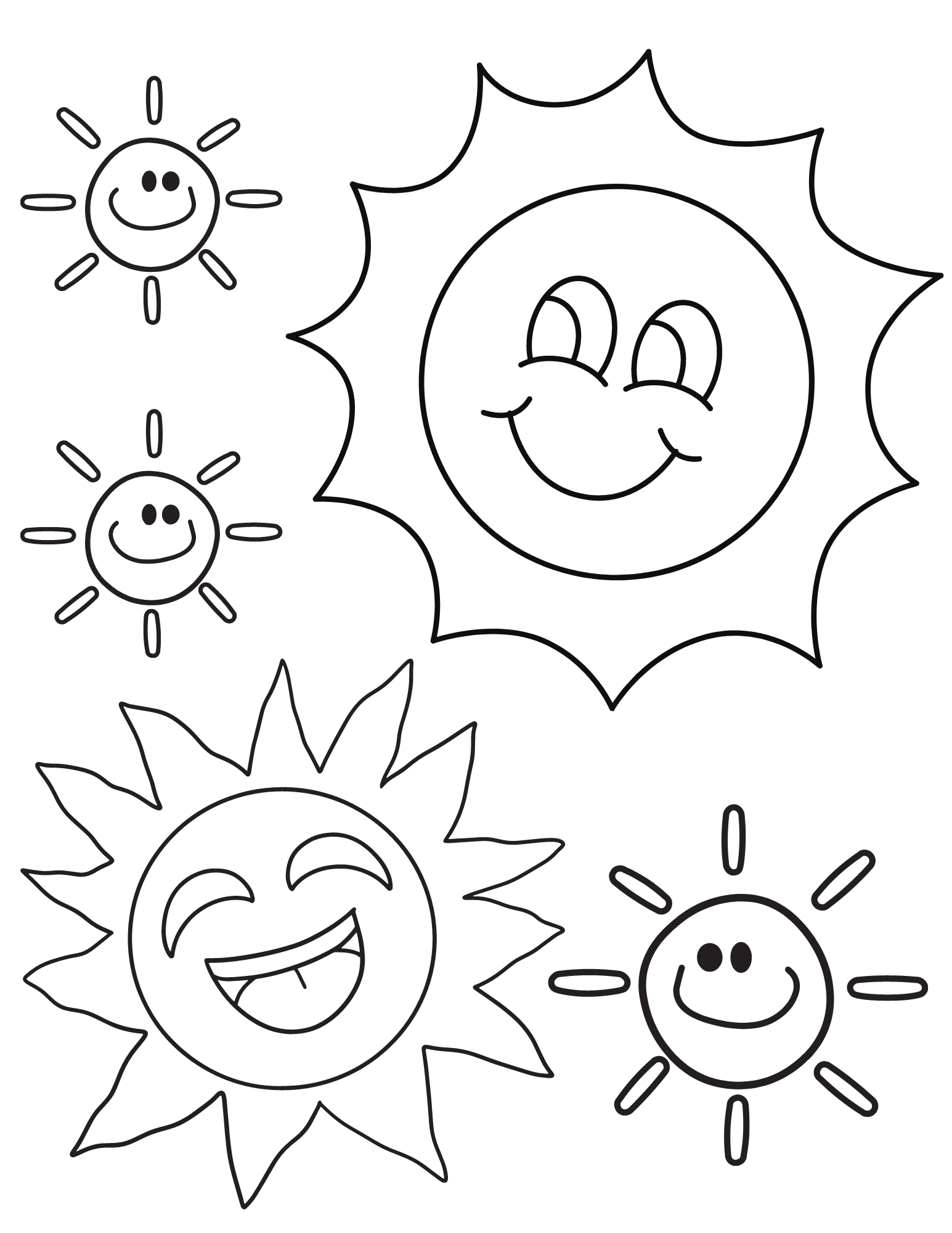 Free printable sun coloring pages for kids and adults