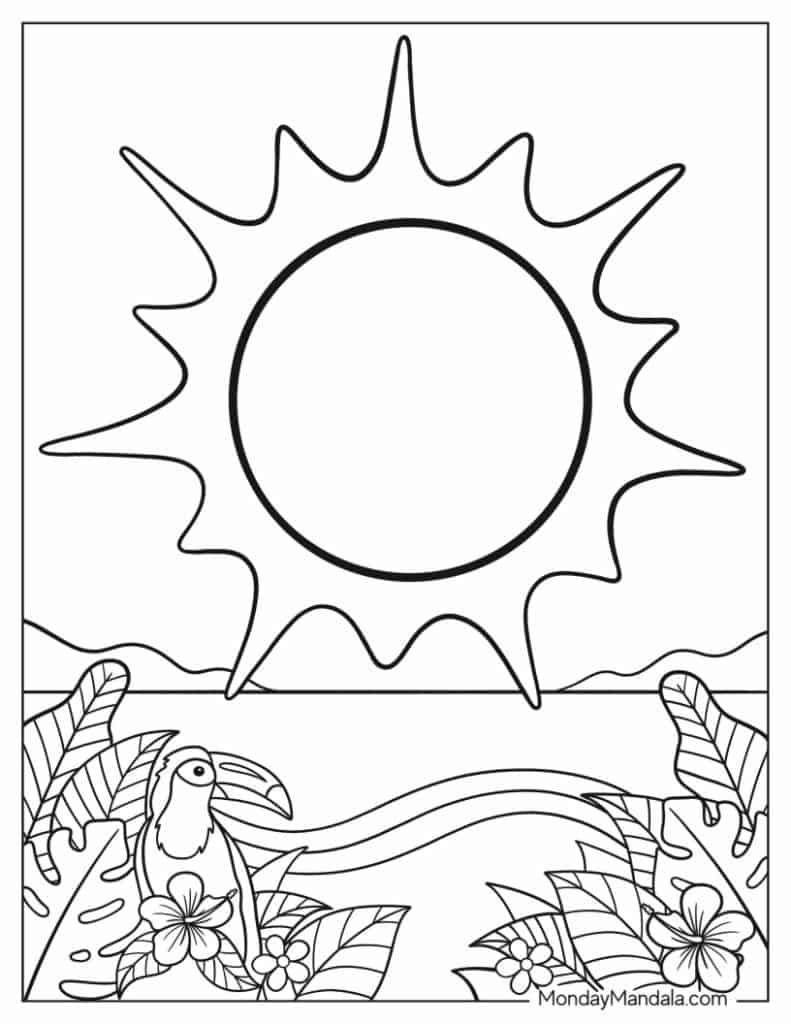 Sun coloring pages free pdf printables