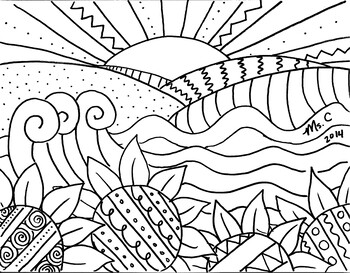 Sunset summer coloring sheet by art with ms c tpt