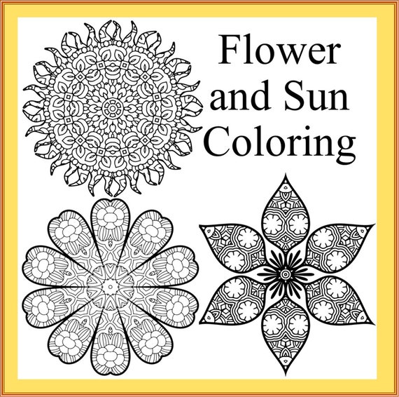 Flower and sun mandala coloring pages