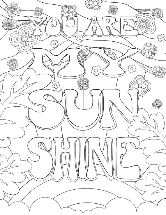 You are my sunshine printable coloring page for kids adults instant download