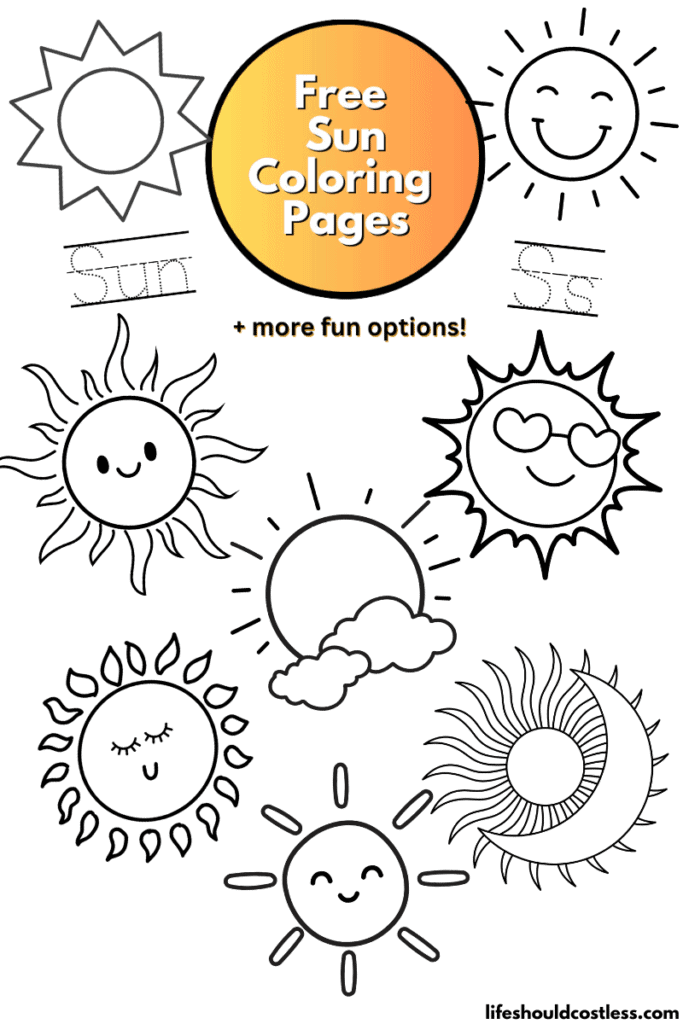 Sun coloring pages free printable pdf templates