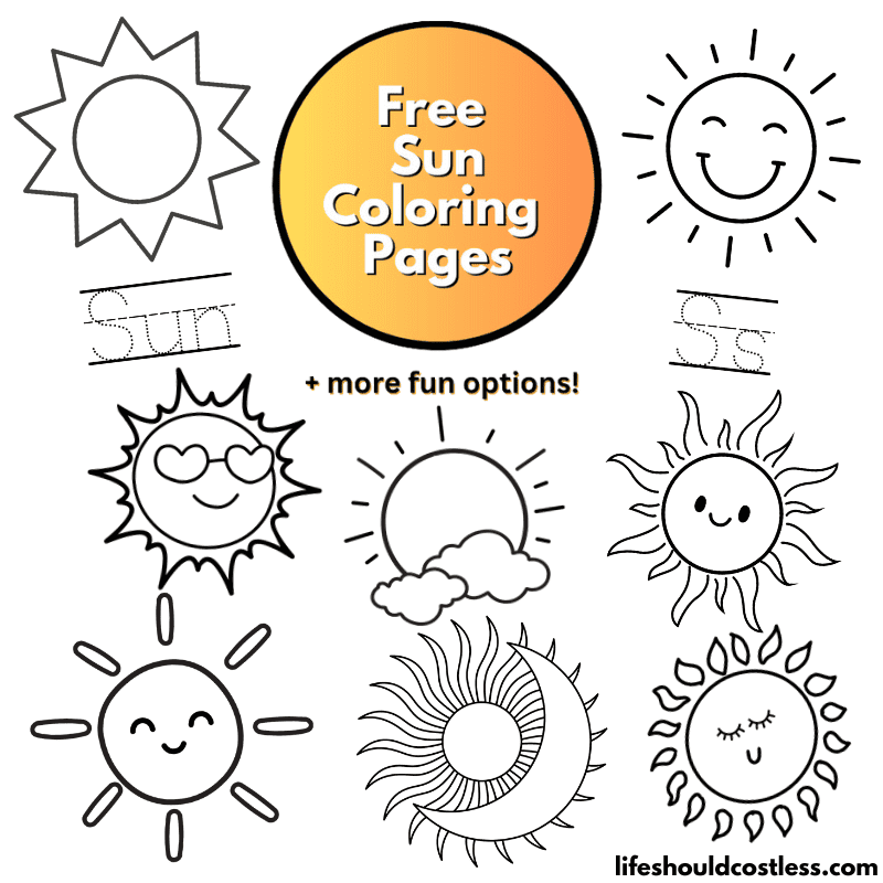 Sun coloring pages free printable pdf templates