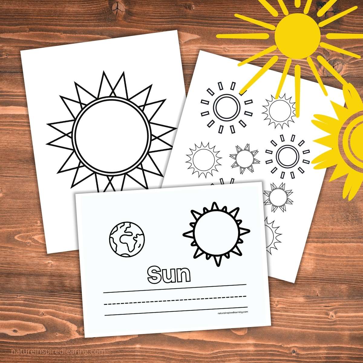 Bright sun coloring pages for kids