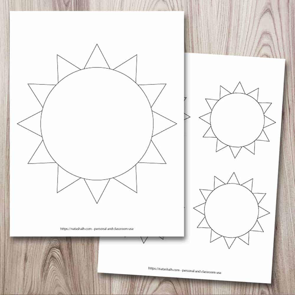 Free printable sun templates